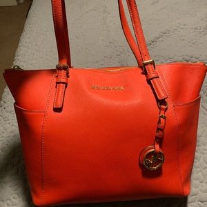 Michael Kors orange/red tote
